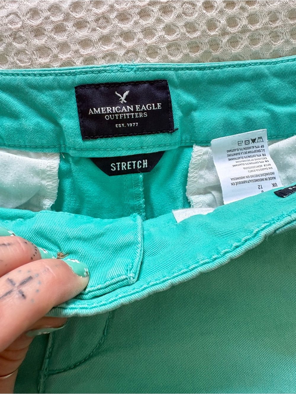 Womens Teal Chino Shorts - Stretch Midi Size 8, 5” inseam - Summer Casual - Picture 3 of 11